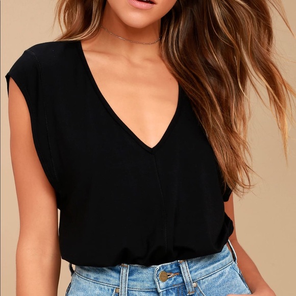 Free People Tops - FREE PEOPLE TEES FOR MY JEANS BLACK BODYSUIT